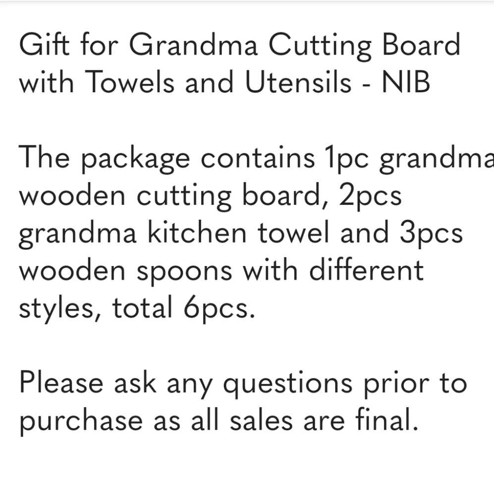 Gift for Grandma Cutting Board with Towels and Utensils - NIB